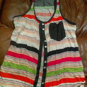 Multicolored stripped button up shirt